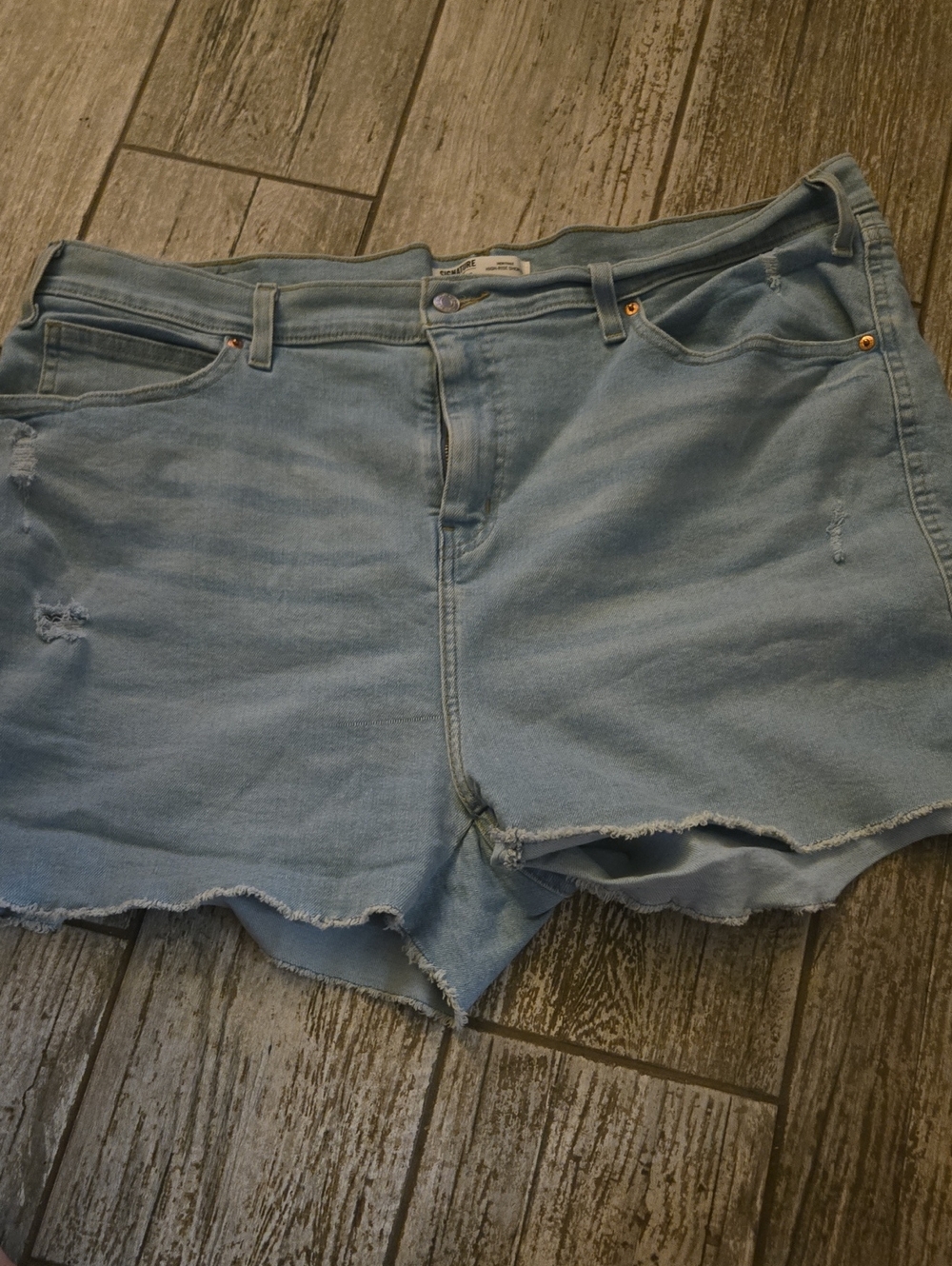 Light Blue Denim Women's Shorts - Casual Frayed Hem